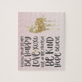 Black Watercolor Inspirational Gold Unicorn ジグソーパズル (縦)