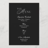Black Wedding Bar Menu Sign 招待状 (正面)