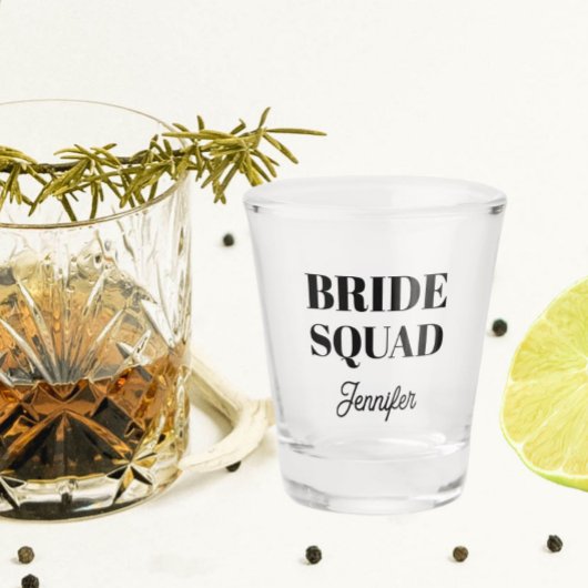 Black Wedding Bride Squad Personalized ショットグラス