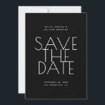 Black Wedding | Clean Typography Photo & QR Code セーブザデート<br><div class="desc">This modern save the date wedding card features a black background on both the front and back, creating a clean, cohesive look with strong contrast and minimalist appeal. The simple typography stands out clearly, making the announcement feel confident, contemporary, and well structured. The back side includes space for a personal...</div>