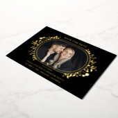 Black Wedding Fancy Ornament Frame Flowers 箔招待状 (回転した状態)