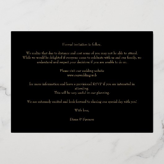 Black Wedding Fancy Ornament Frame Flowers 箔招待状 (裏面)