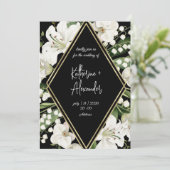 Black wedding floral Lily Invitation classics 招待状 (スタンド正面)