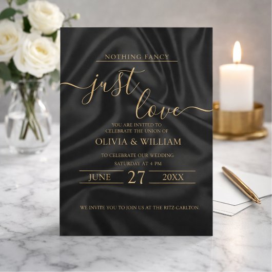 Black wedding invitation simple and elegant design 招待状