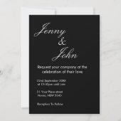 Black Wedding Invitation with White Text | Elegant 招待状 (正面)