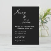 Black Wedding Invitation with White Text | Elegant 招待状 (スタンド正面)