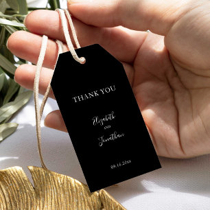 Black Wedding Modern Chic Script Minimalist Simple ギフトタグ