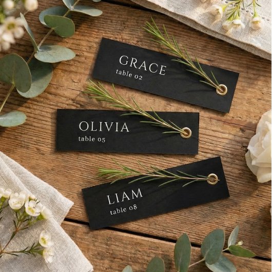 Black Wedding Name Tag Table Place Cards 招待状