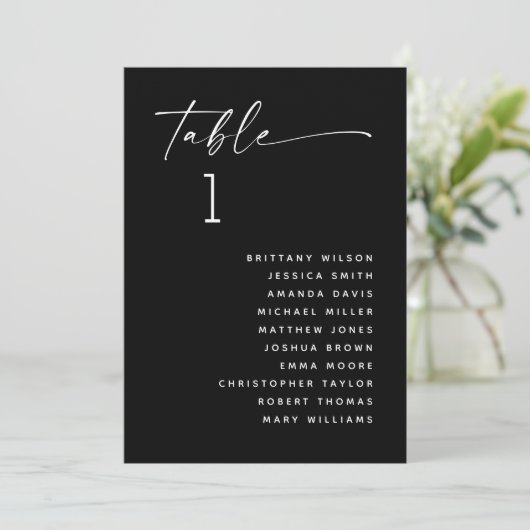 Black Wedding Seating Chart | Modern Evening 招待状 (スタンド正面)