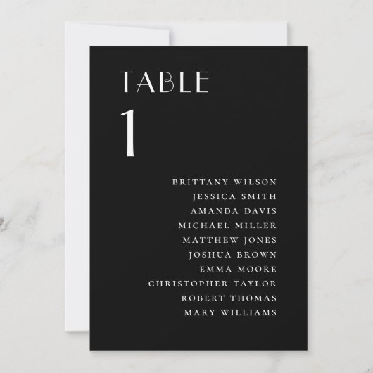 Black Wedding Seating Chart | Modern Minimalist 招待状 (正面)