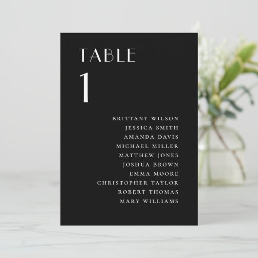 Black Wedding Seating Chart | Modern Minimalist 招待状 (スタンド正面)