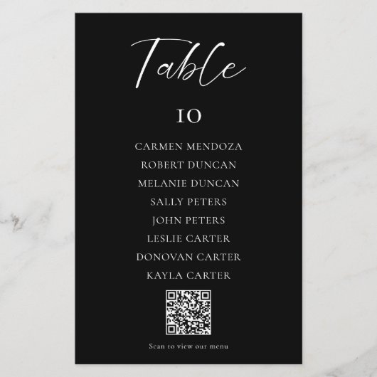 Black Wedding Seating Chart QR Code Menu (正面)