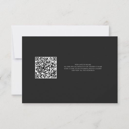 Black Wedding Thank You Card With QR Code (裏面)