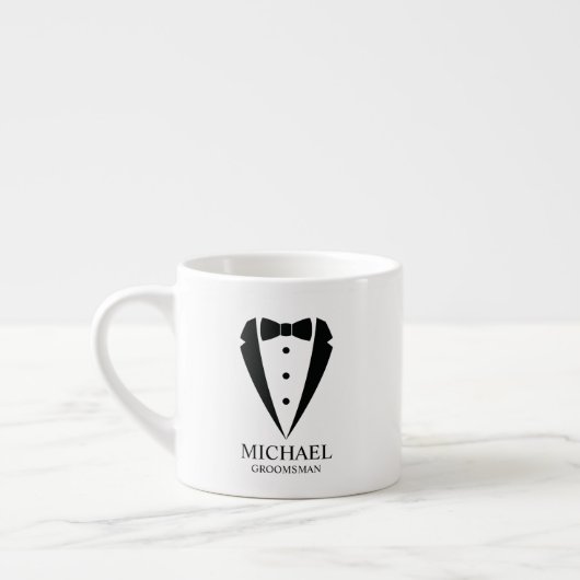 Black Wedding Tuxedo Suit Personalized Groomsmen エスプレッソカップ (左)