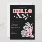 Black Western Disco Cowgirl 30th Birthday Party 招待状 (正面)