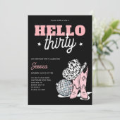 Black Western Disco Cowgirl 30th Birthday Party 招待状 (スタンド正面)