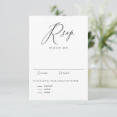 Black Whimsical Calligraphy Wedding 出欠カード (スタンド正面)