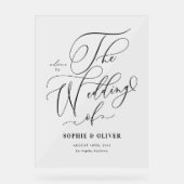 Black Whimsical Calligraphy Wedding Welcome アクリルサイン (正面)