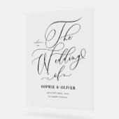 Black Whimsical Calligraphy Wedding Welcome アクリルサイン (傾斜)