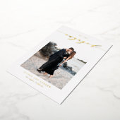 Black Whimsical Script Photo Engagement 箔招待状 (回転した状態)