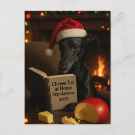 Black Whippet 'Cheese Tax' Christmas postcard ポストカード