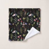 black whit &pink wildflower watercolor Monogram バスタオルセット (ウォッシュタオル)