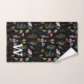 black whit &pink wildflower watercolor Monogram バスタオルセット (ハンドタオル)