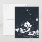 Black&Whiteの日本のな丸太の筏 ポストカード (正面/裏面)