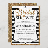 Black&Whiteの金ゴールドのグリッターのブライダルシャワーの招待状 招待状 (正面/裏面)