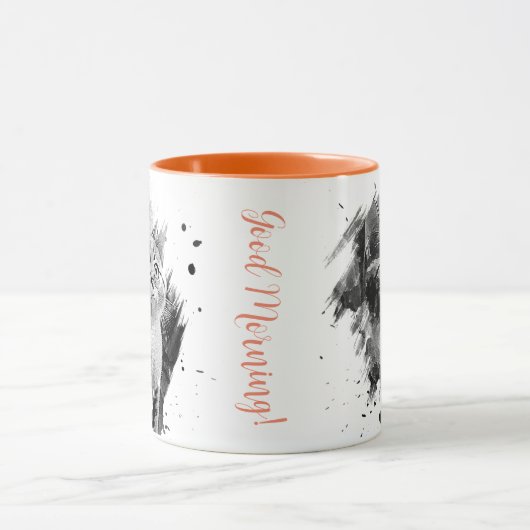 Black & WhiteのCat Mug絵画のカスタマイズ マグカップ (中央)