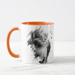 Black & WhiteのCat Mug絵画のカスタマイズ マグカップ