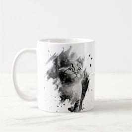 Black & WhiteのCat Mug絵画のカスタマイズ マグカップ