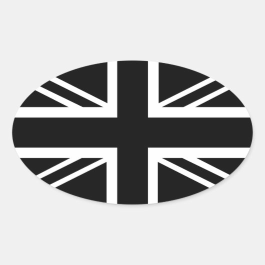 BLack & Whiteクラシック Union Jack British(UK)国旗 楕円形シール (正面)