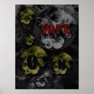 Black&White抽象的なVapeの雲 ポスター