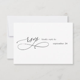 Black & White モダン Cligraphy 3、食事出欠 出欠カード