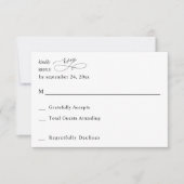 Black & White モダン Cligraphy 3 No Meal RSVP (正面)