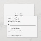 Black & White モダン Cligraphy 3 No Meal RSVP (正面/裏面)