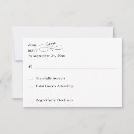 Black & White モダン Cligraphy 3 No Meal RSVP