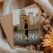 Black & White 2026 Coquette Bow Photo Graduation 招待状