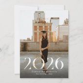 Black & White 2026 Coquette Bow Photo Graduation 招待状 (正面)