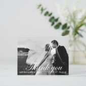 Black & White 2 Photo Wedding Thank You Postcard ポストカード (スタンド正面)