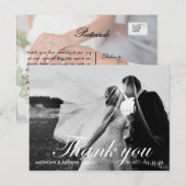 Black & White 2 Photo Wedding Thank You Postcard ポストカード (正面/裏面)