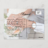 Black & White 2 Photo Wedding Thank You Postcard ポストカード (裏面)