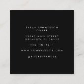 Black White 3 Photo Elegant Makeup Artist スクエア名刺 (裏面)