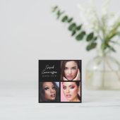 Black White 3 Photo Elegant Makeup Artist スクエア名刺 (スタンド正面)