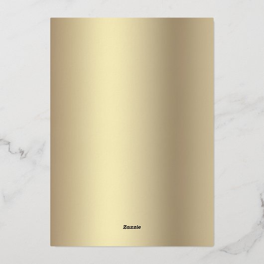 Black White 50 Fabulous Birthday Script Real Gold 箔招待状 (裏面)