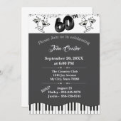 Black & White 60th Birthday Invitation with Martin 招待状 (正面/裏面)