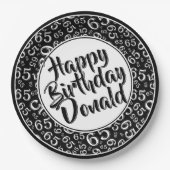 Black/White 65th Random Number Pattern ペーパープレート (正面)