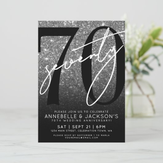Black White 70th Wedding Anniversary 招待状 (スタンド正面)