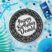 Black/White 85th Random Number Pattern ペーパープレート (パーティー)